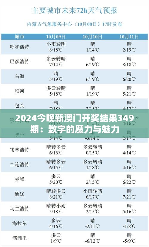 2024今晚新澳门开奖结果349期：数字的魔力与魅力