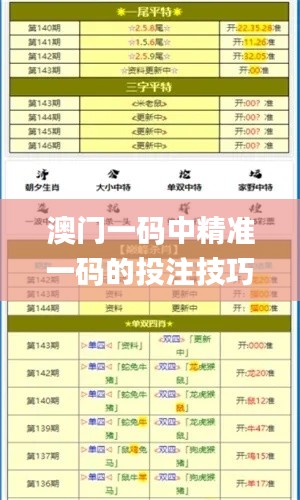 澳门一码中精准一码的投注技巧分享,创新解析方案_优选版7.109