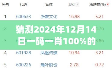 猜测2024年12月14日一码一肖100%的资料：数字游戏的终极挑战