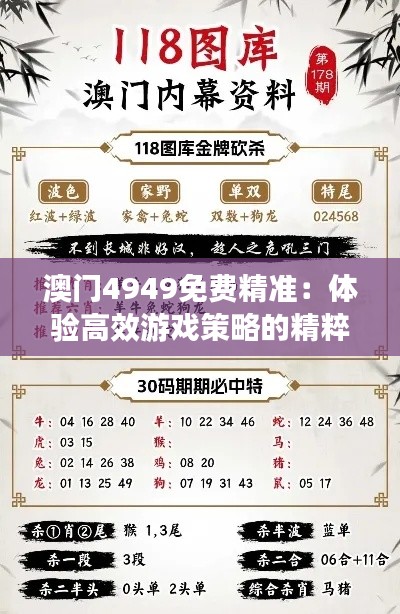 澳门4949免费精准：体验高效游戏策略的精粹