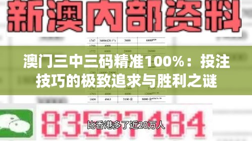 澳门三中三码精准100%：投注技巧的极致追求与胜利之谜