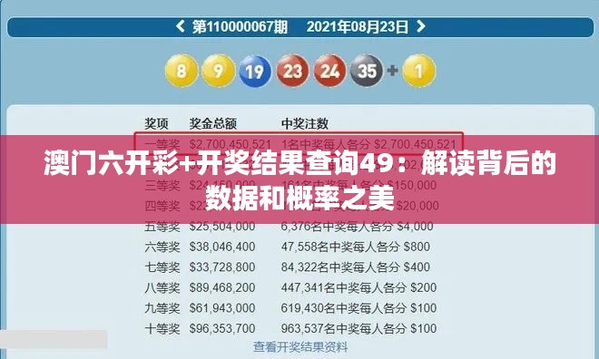 澳门六开彩+开奖结果查询49：解读背后的数据和概率之美