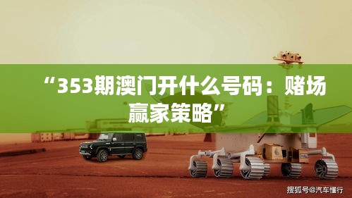 “353期澳门开什么号码：赌场赢家策略”