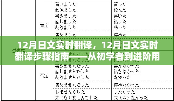 从入门到进阶，12月日文实时翻译步骤指南与教程