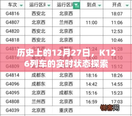 K126列车历史状态探索，揭秘十二月二十七日当日动态