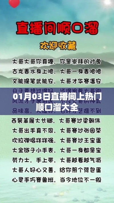 01月03日直播间热门顺口溜集锦