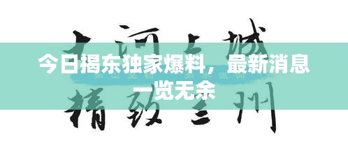 今日揭东独家爆料，最新消息一览无余