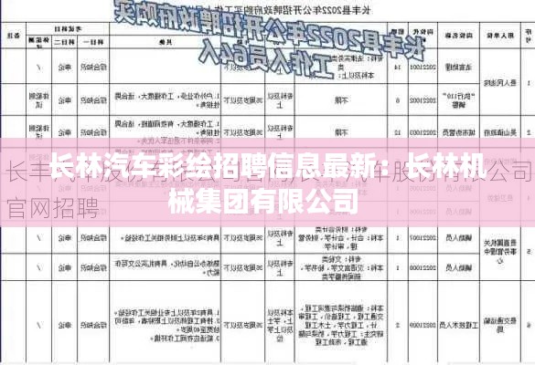 长林汽车彩绘招聘信息最新：长林机械集团有限公司 