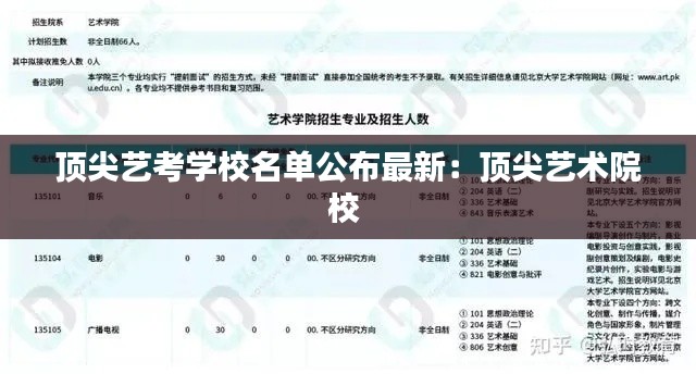 顶尖艺考学校名单公布最新：顶尖艺术院校 