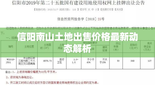 信阳南山土地出售价格最新动态解析