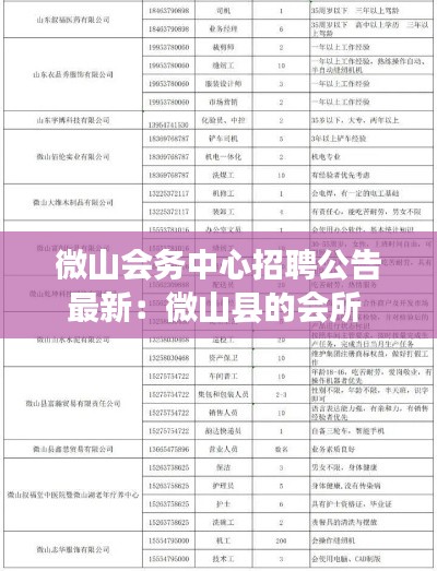 微山会务中心招聘公告最新：微山县的会所 