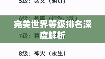 完美世界等级排名深度解析