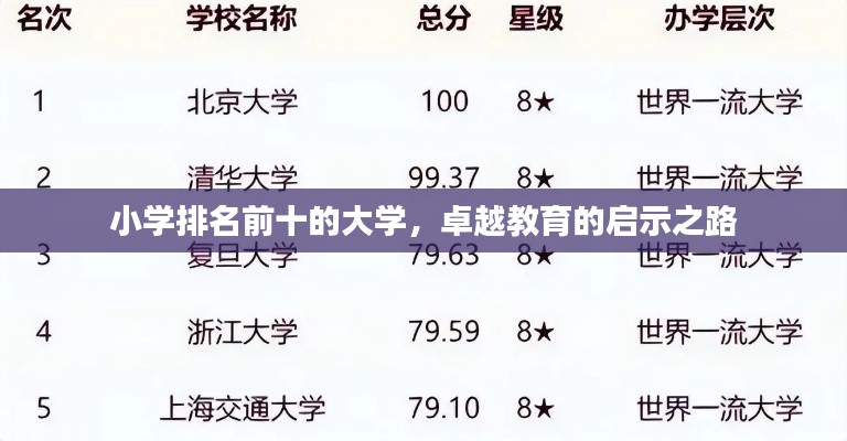 小学排名前十的大学，卓越教育的启示之路