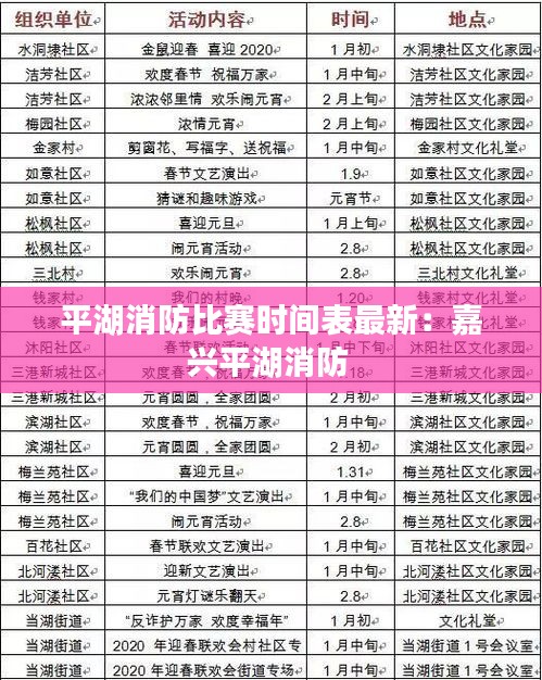 平湖消防比赛时间表最新：嘉兴平湖消防 