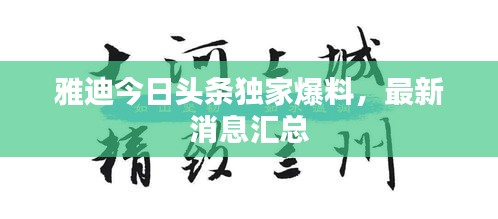 雅迪今日头条独家爆料，最新消息汇总