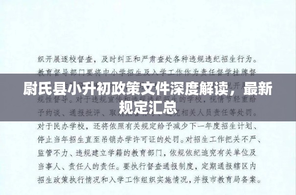尉氏县小升初政策文件深度解读，最新规定汇总