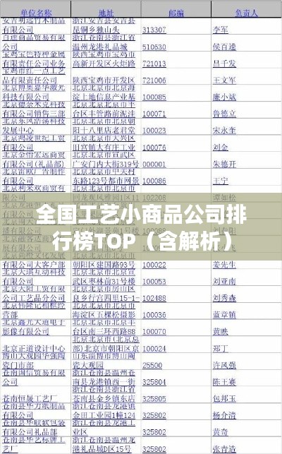 全国工艺小商品公司排行榜TOP（含解析）