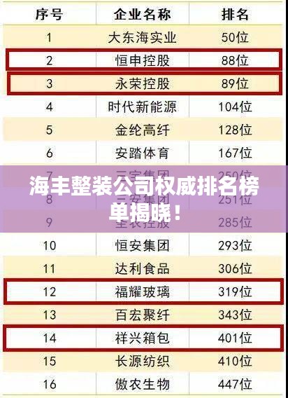 海丰整装公司权威排名榜单揭晓！
