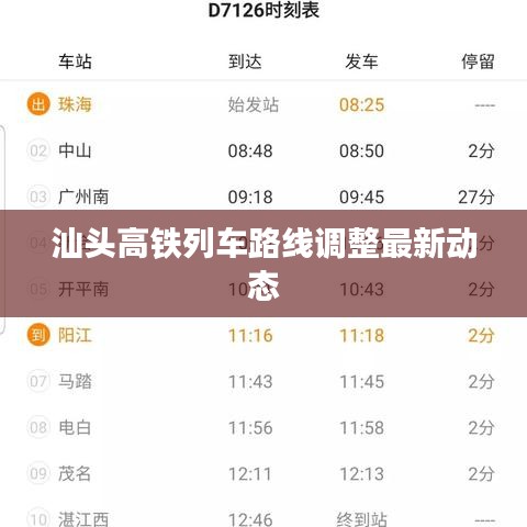 汕头高铁列车路线调整最新动态