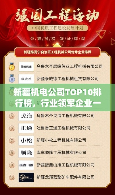 新疆机电公司TOP10排行榜，行业领军企业一览