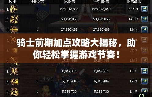 骑士前期加点攻略大揭秘，助你轻松掌握游戏节奏！
