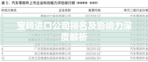 宝鸡进口公司排名及影响力深度解析