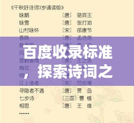 百度收录标准，探索诗词之美的诗意组词之旅