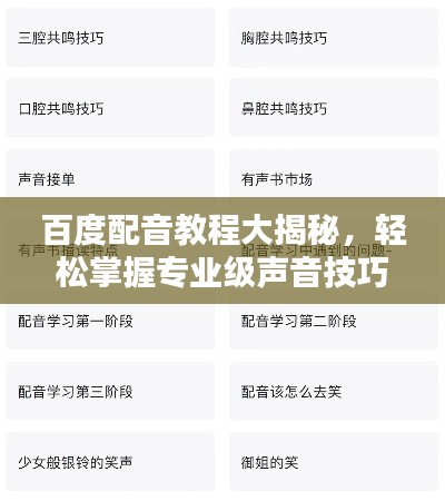 百度配音教程大揭秘，轻松掌握专业级声音技巧！
