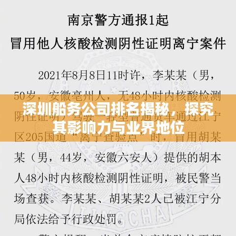 深圳船务公司排名揭秘，探究其影响力与业界地位