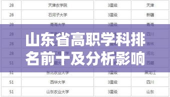 山东省高职学科排名前十及分析影响力揭秘