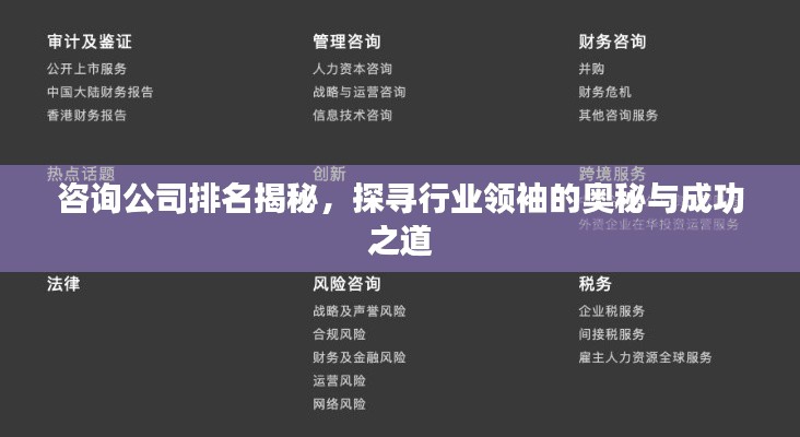 咨询公司排名揭秘，探寻行业领袖的奥秘与成功之道