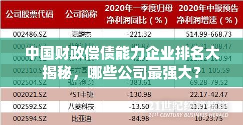 中国财政偿债能力企业排名大揭秘，哪些公司最强大？