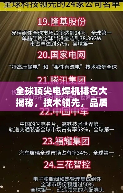 全球顶尖电焊机排名大揭秘，技术领先，品质卓越！