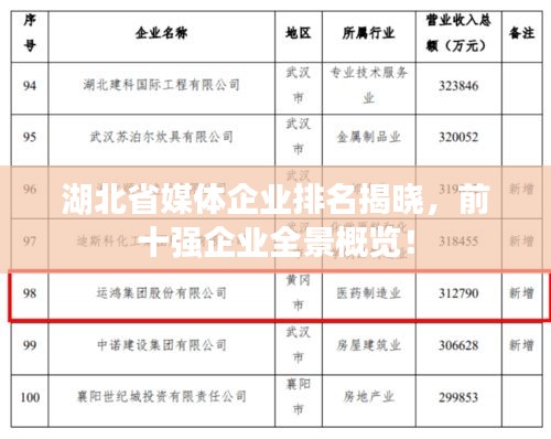 湖北省媒体企业排名揭晓，前十强企业全景概览！