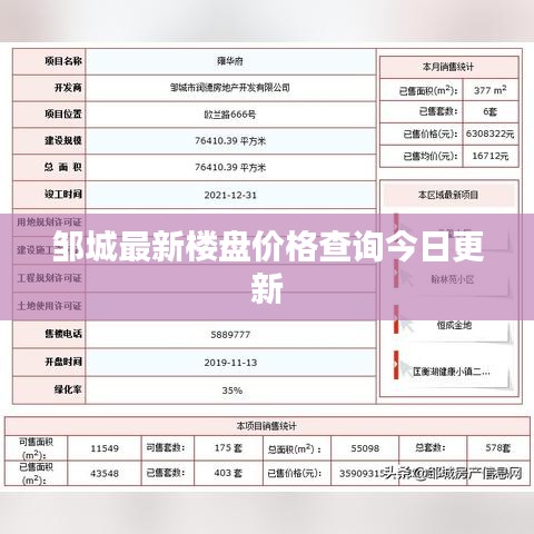 邹城最新楼盘价格查询今日更新