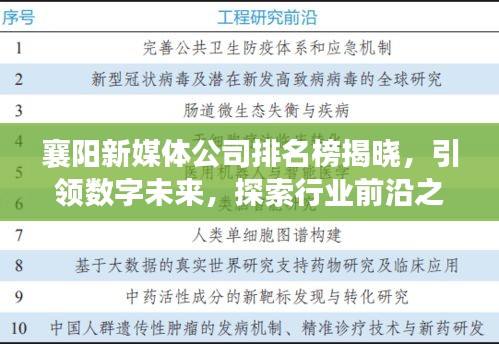襄阳新媒体公司排名榜揭晓，引领数字未来，探索行业前沿之巅