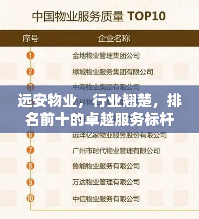远安物业，行业翘楚，排名前十的卓越服务标杆