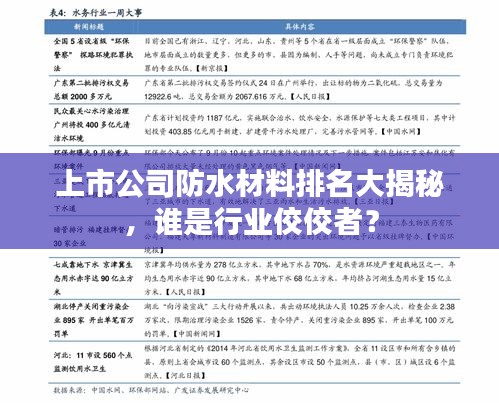 上市公司防水材料排名大揭秘，谁是行业佼佼者？