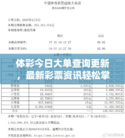 体彩今日大单查询更新，最新彩票资讯轻松掌握