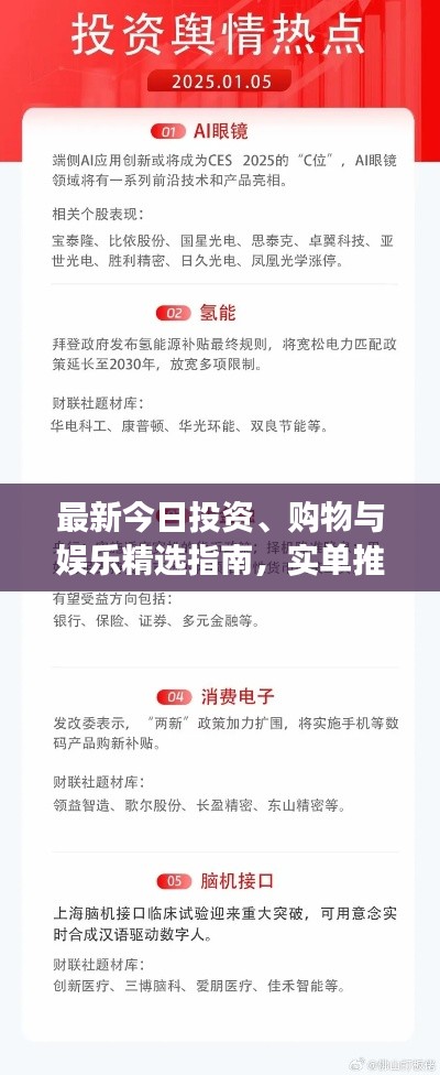 最新今日投资、购物与娱乐精选指南，实单推荐助你明智决策